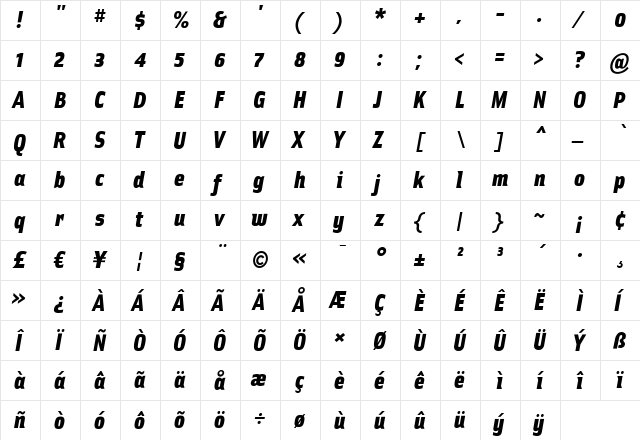 Ellipsoideogram Regular  glyph index