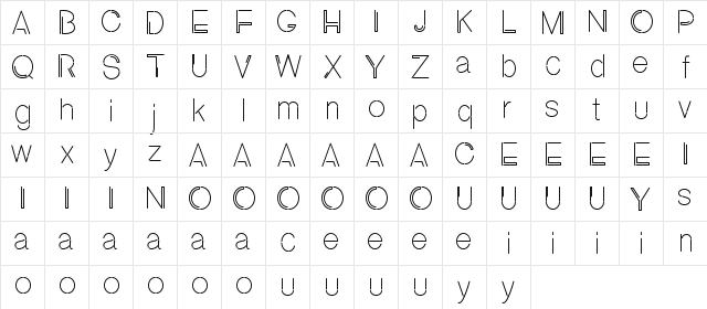 NEON ABSOLUTE SANS 1 Regular  glyph index