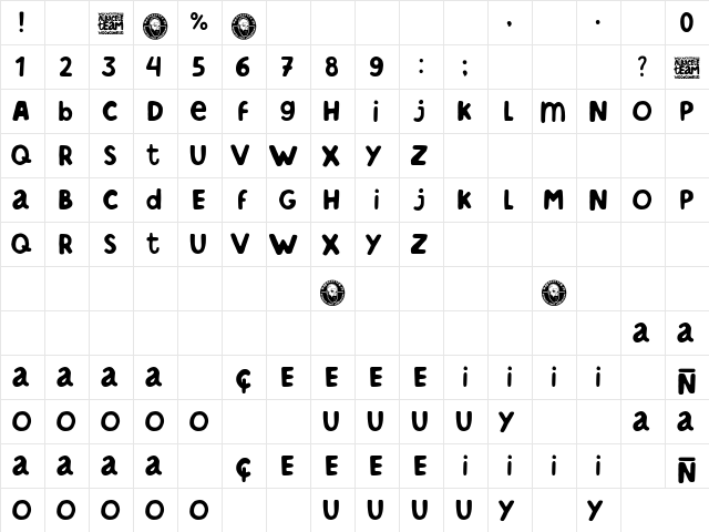 Albacete team Regular  glyph index
