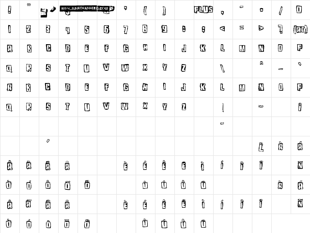 Pozofour Regular  glyph index