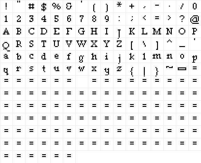 00Lunatix Bold  glyph index