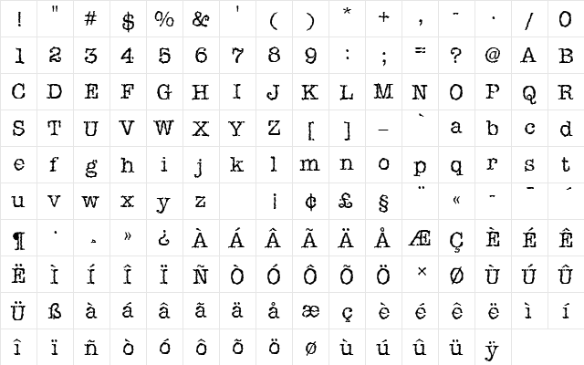 IceAgeDRo1 Regular  glyph index