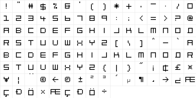 BlockOut Regular  glyph index