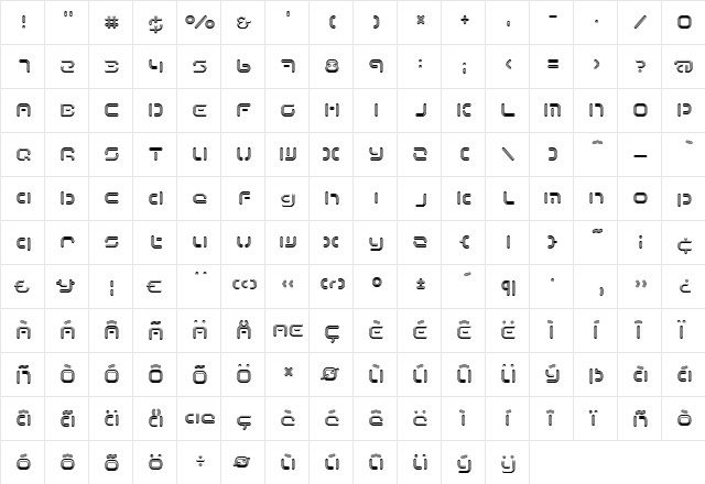 Term Regular  glyph index