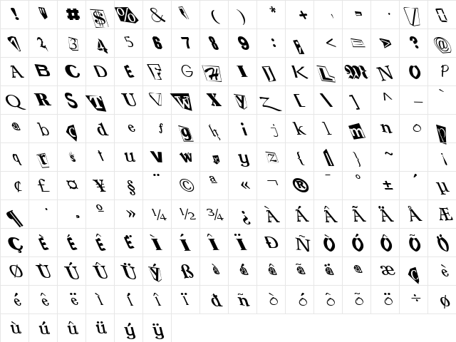 FZ UNIQUE 23 LEFTY Normal  glyph index