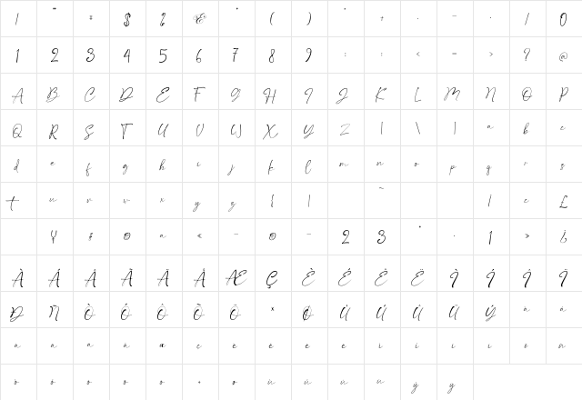 Satteck Regular  glyph index
