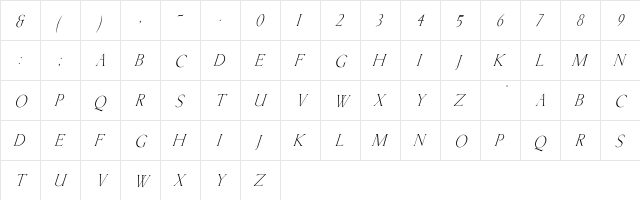 Kellnear-Italic Regular  glyph index