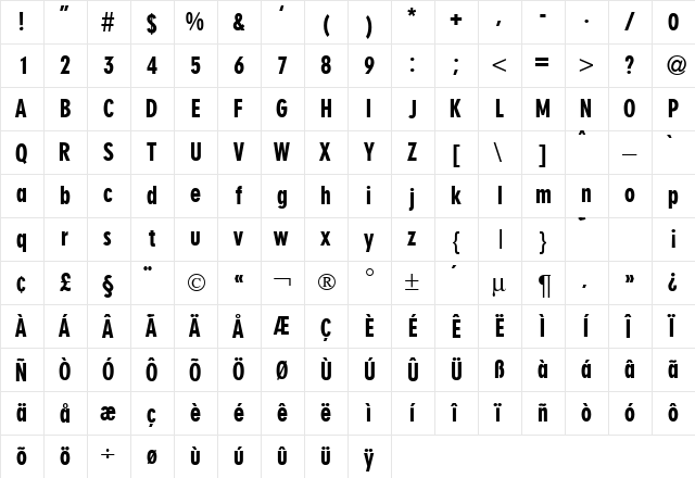 NenaConDB Normal  glyph index