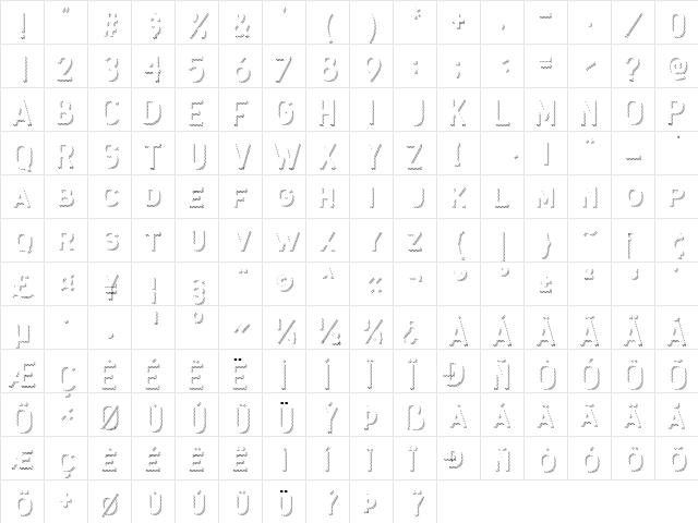 Antone Extrude Strip  glyph index