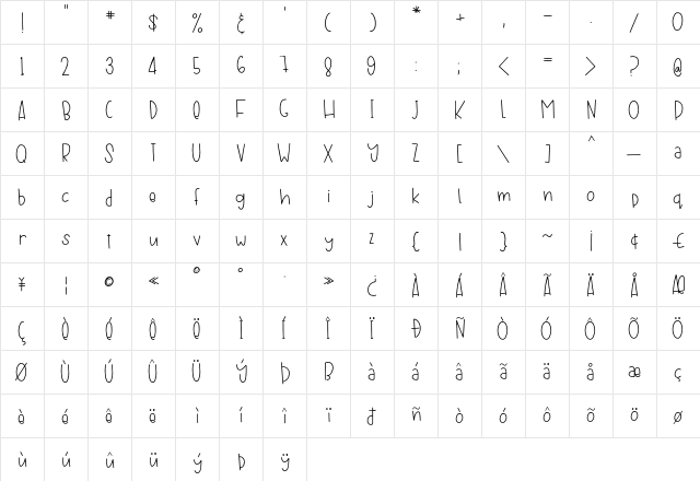 Garden Gnome Regular  glyph index