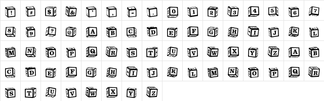ChildsPlay Regular  glyph index