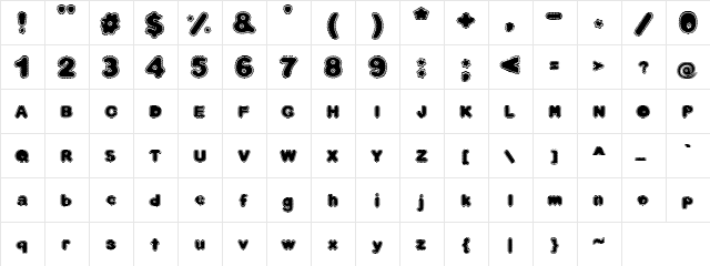 PC Ziggy Zag Regular  glyph index
