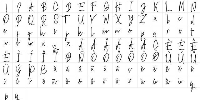 Hiroshima Regular  glyph index
