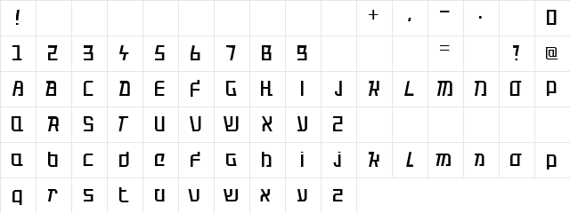 Ajeeb Regular  glyph index