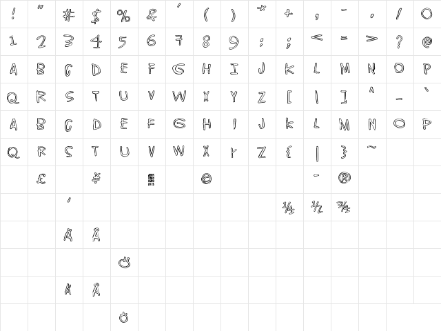 World without end Regular  glyph index
