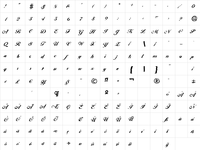 NicholasBeckerAntique-ExtraBol d-Regular  glyph index