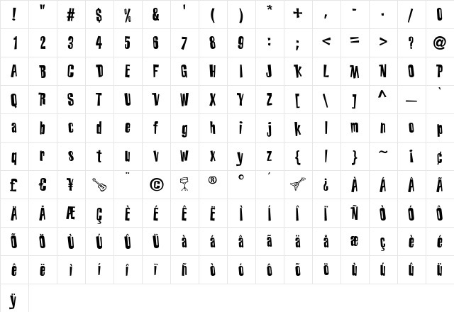 BeatStreet Regular  glyph index