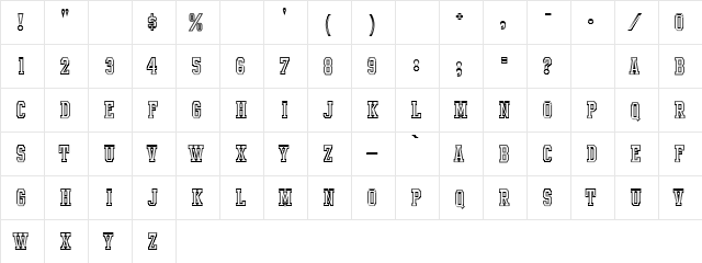 Intramural Contour JL Regular  glyph index