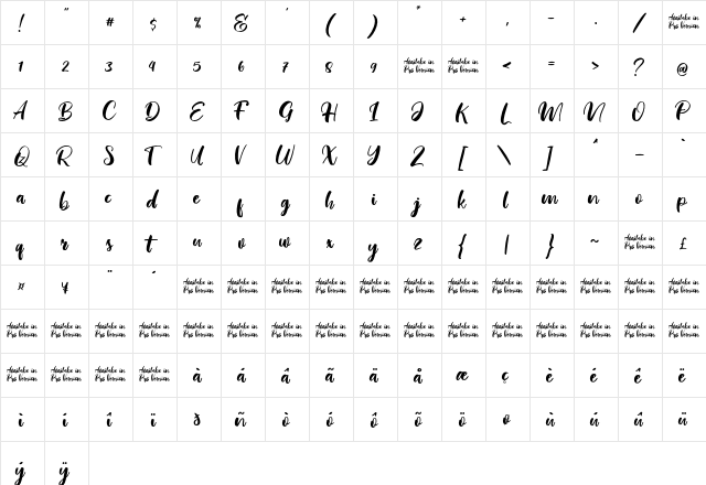 Real Ohio Regular  glyph index