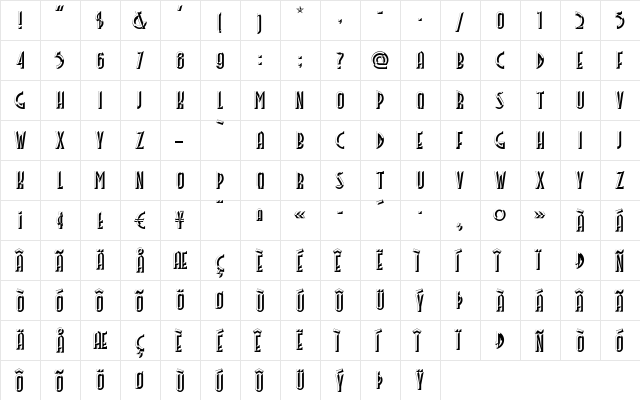 FacetsNF Regular  glyph index