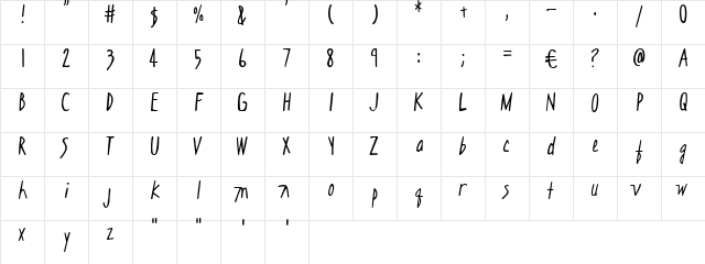 Evil Genius Regular  glyph index