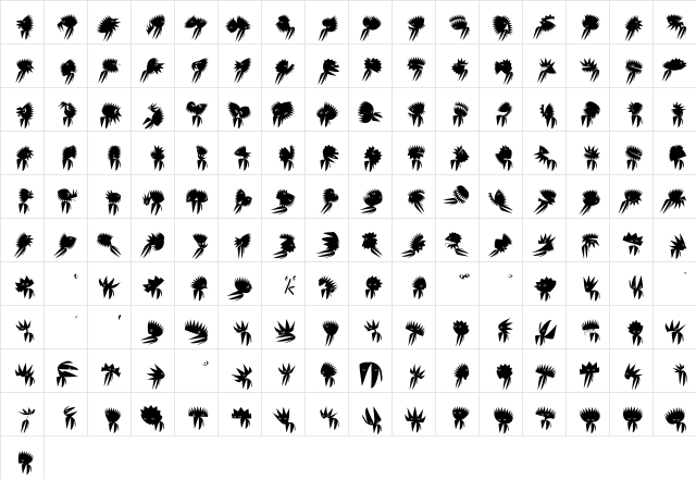 ZigzagAnimals Regular  glyph index
