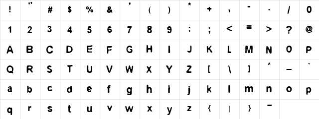 Paint Bucket Regular  glyph index