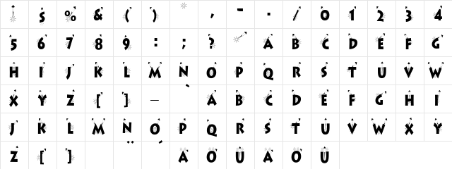 Apollo13Condensed Regular  glyph index
