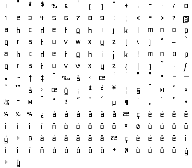Republika IV Cnd Regular  glyph index