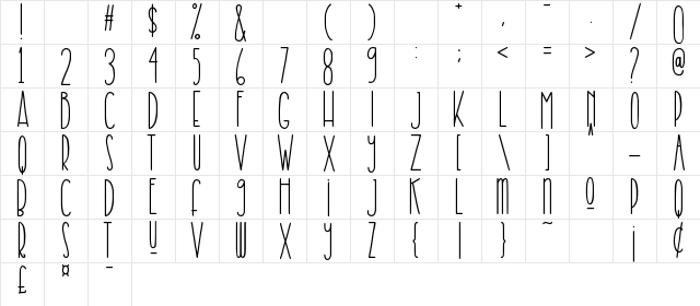 krusty craft Regular  glyph index