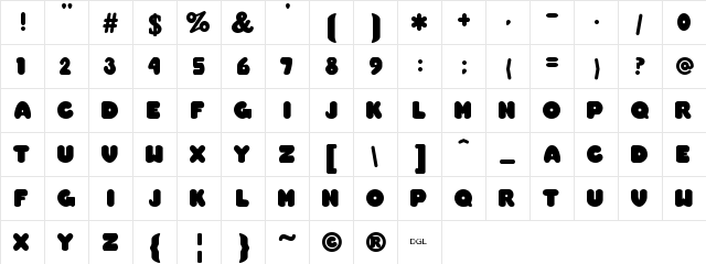 Overmuch Regular  glyph index