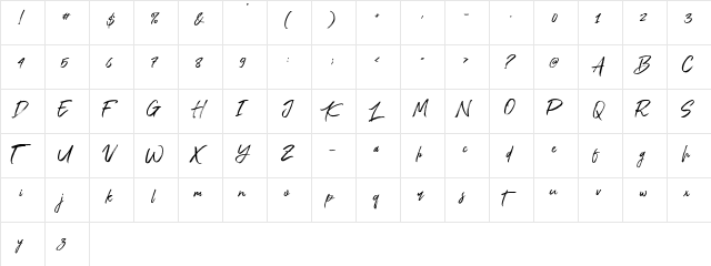 Cold Climate Regular  glyph index