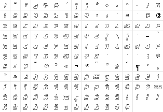 BassetRR Regular  glyph index