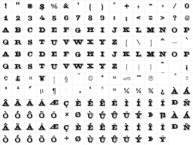 Goldstone normal  glyph index