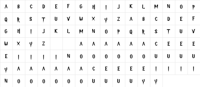 Hellowan Regular  glyph index