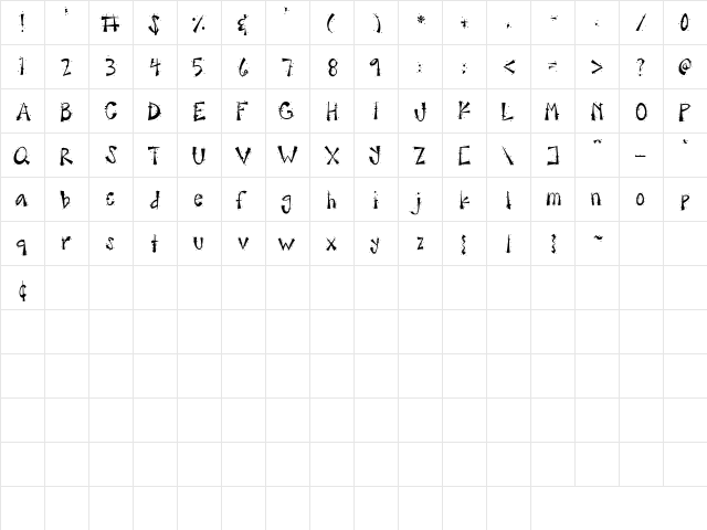 KF Bonkers Regular  glyph index
