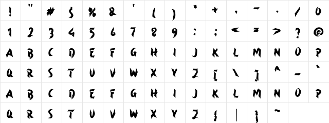 a Asian Ninja Regular  glyph index