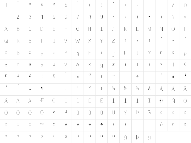 Camaly _regular  glyph index