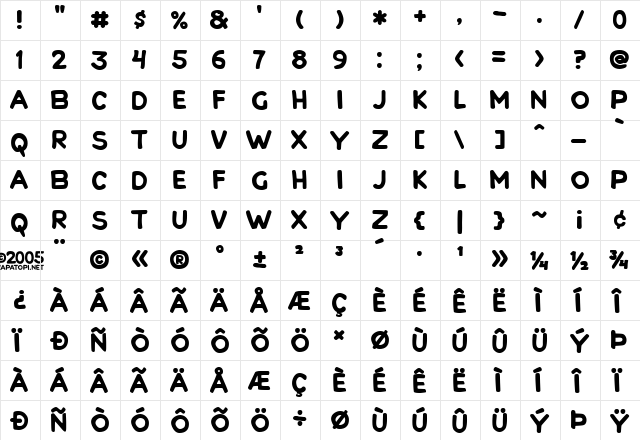 Duarte Juramento Regular  glyph index