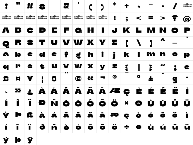 Stinger Wide Trial Heavy  glyph index