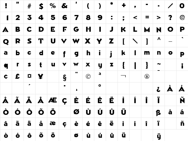 Pythagoras Regular  glyph index