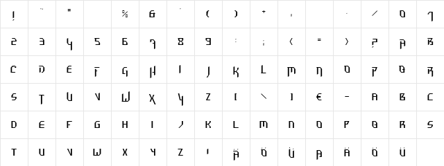 Hammerhead  Thin Regular  glyph index