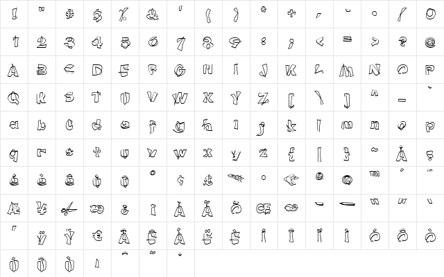 OWOErratic Regular  glyph index
