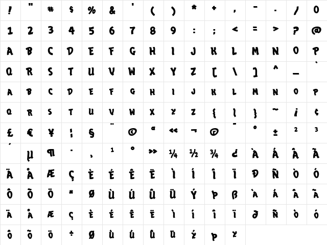 VegasCaravan Medium  glyph index