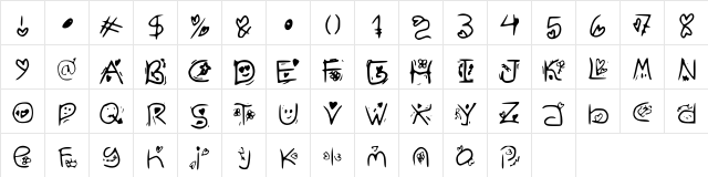 Zudlove Regular  glyph index
