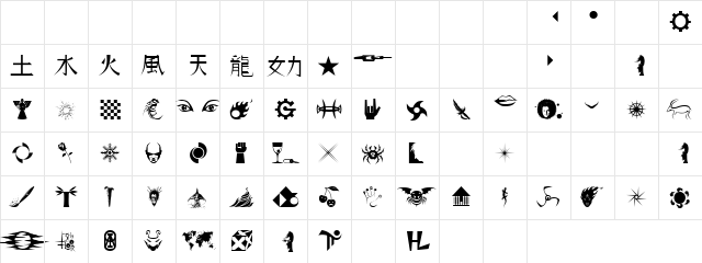 Horror Fonts Regular  glyph index