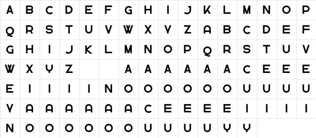 Greenth Regular  glyph index