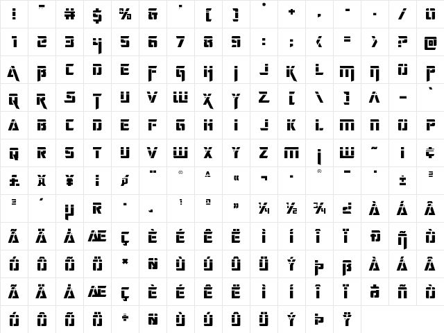 Deceptibots Laser Regular  glyph index