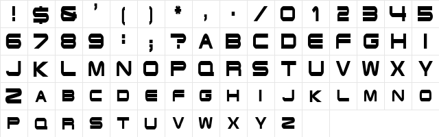 EndzoneCondensed Regular  glyph index