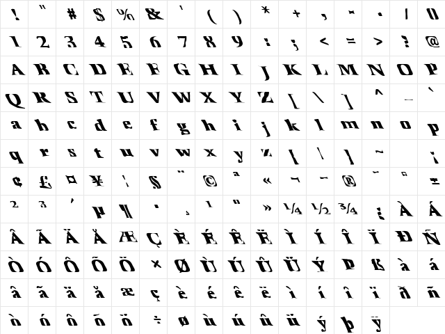 FZ WARPED 41 LEFTY Normal  glyph index